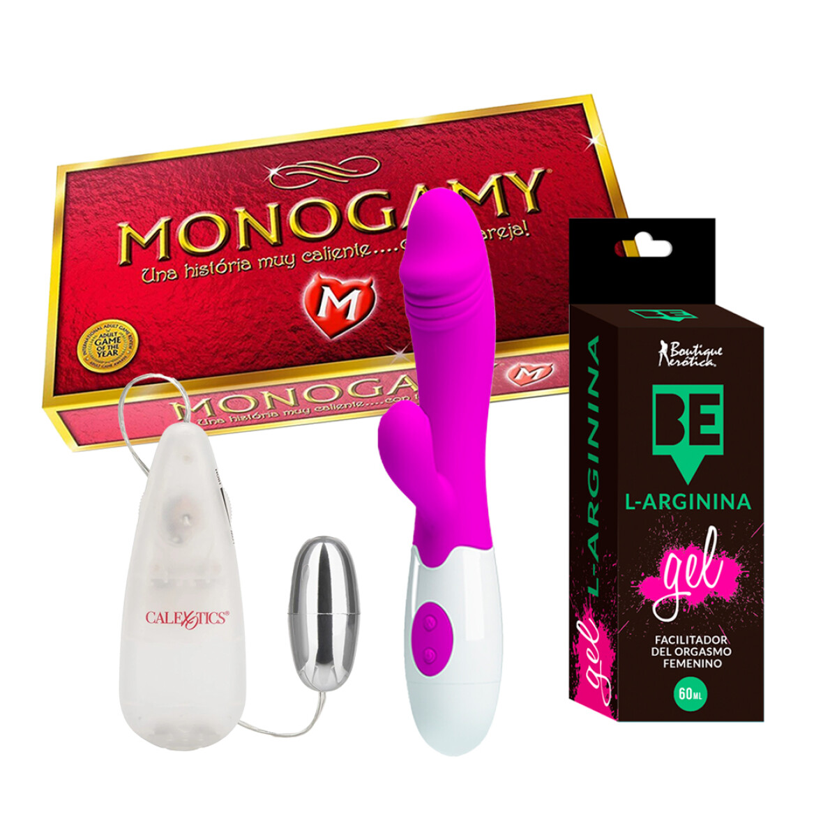 Monogamy + Vibrador Snappy + Bala Vibradora + Gel Larginina 