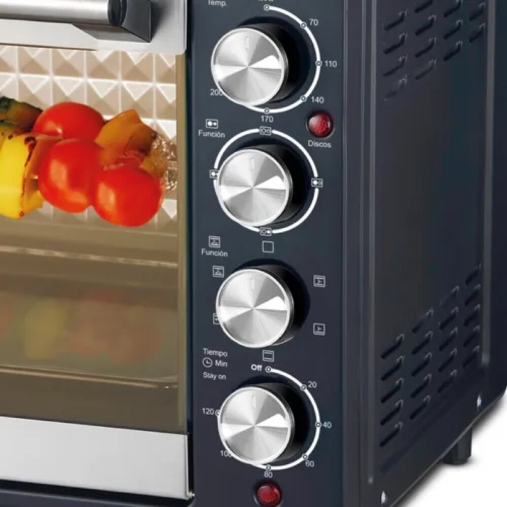 HORNO ELÉCTRICO 48 LTS. - 2 HORNALLAS - ESPIEDO - LUZ – CONVECCION negro