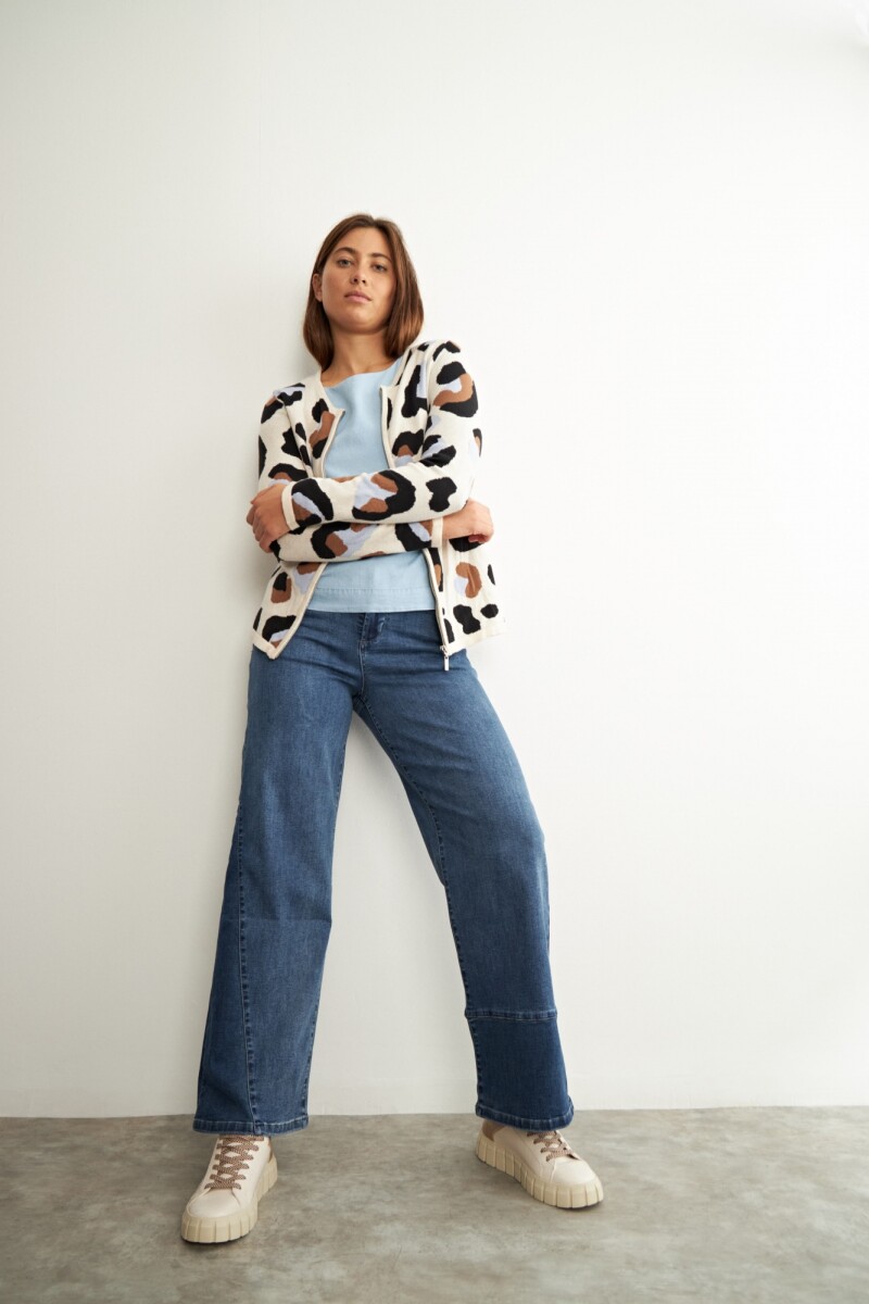 Chaqueta jacquard leopardo beige melange