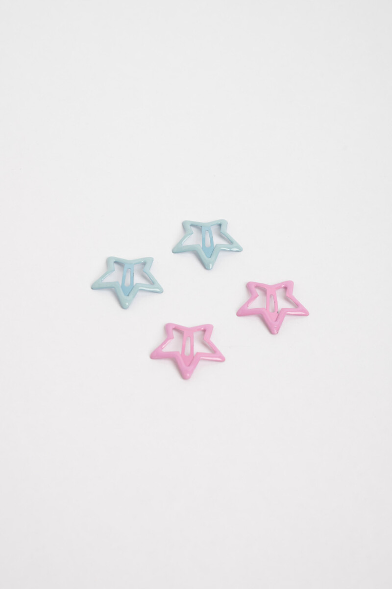 Pack X4 broches estrellas - Celeste y rosa 
