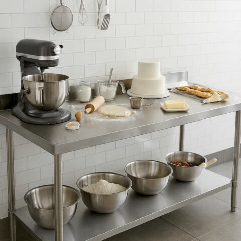 Mesada de Trabajo con Borde 90 cm Acero Inoxidable Mesada de Trabajo con Borde 90 cm Acero Inoxidable