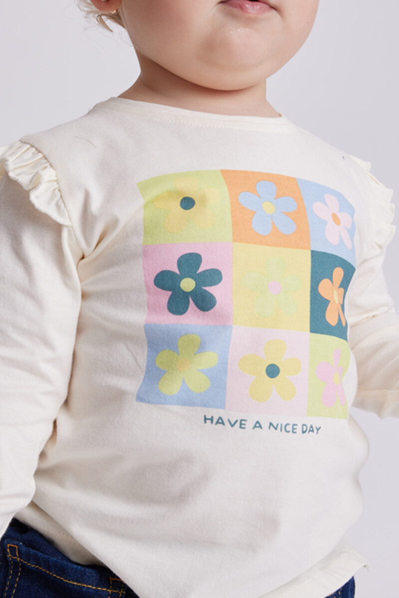 Remera manga larga Flores Crudo