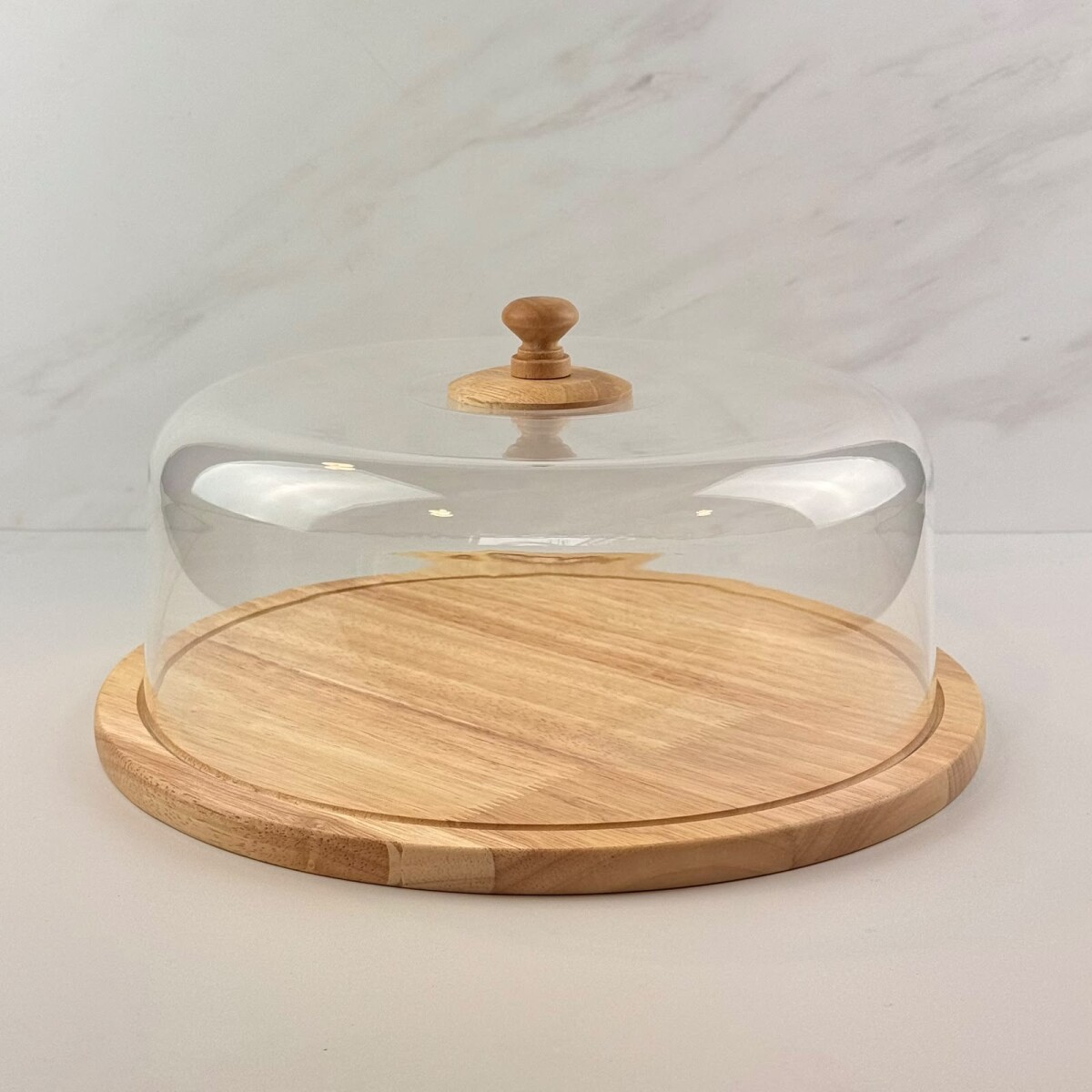 Campana para Tortas con Base de Madera de Bambú y Tapa Acrílica – Ø 33,5 cm x Alto 16.5cm 