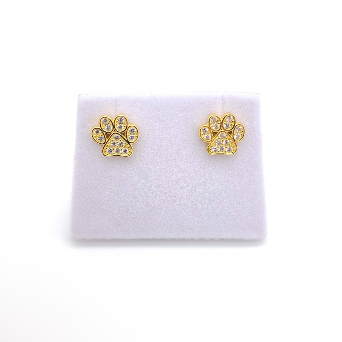 Caravanas de plata 925 con baño de oro amarillo y circonias, HUELLITA. 