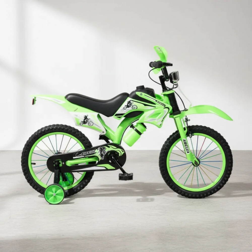 Bicicleta estilo moto con roncador rodado 16" Verde