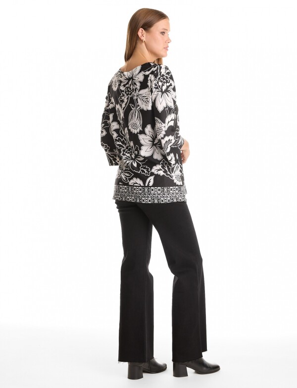 Blusa Flores NEGRO/BLANCO