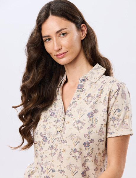 CAMISA ESTAMPADA DE ALGODÓN Beige
