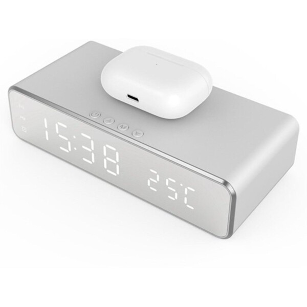 Reloj Despertador Espejo Cargador Inalambrico Termometro Reloj Despertador Espejo Cargador Inalambrico Termometro