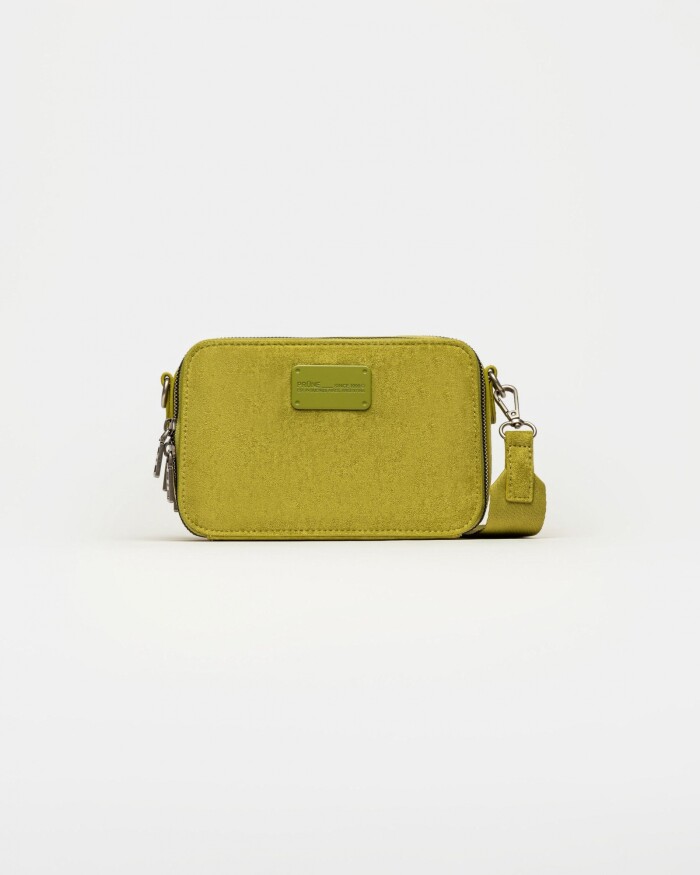 Bandolera New Penny en efecto gamuza Pistacho