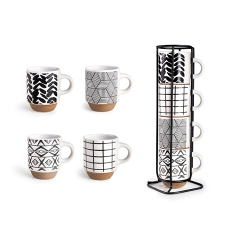 Taza Mug Set 4 Unidades con Soporte Marken Ibili Taza Mug Set 4 Unidades con Soporte Marken Ibili