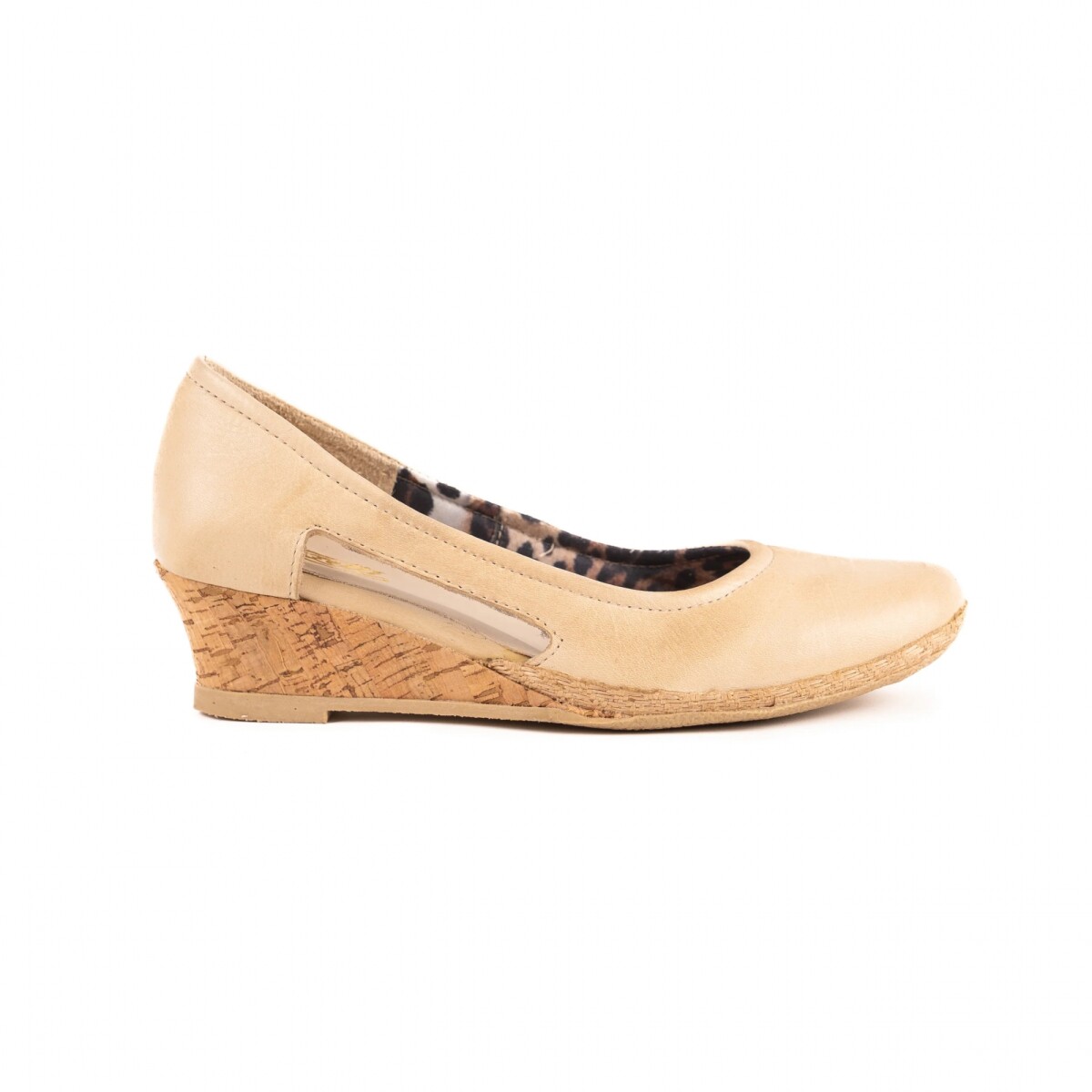 Zapato Taco Corrido Cuero - Natural 