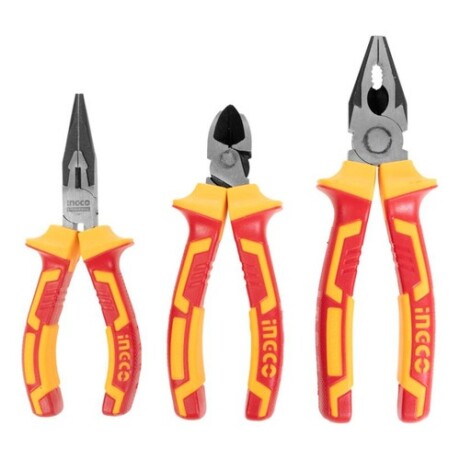 Set x3 pinzas Ingco con aislación para trabajo eléctrico Set x3 pinzas Ingco con aislación para trabajo eléctrico