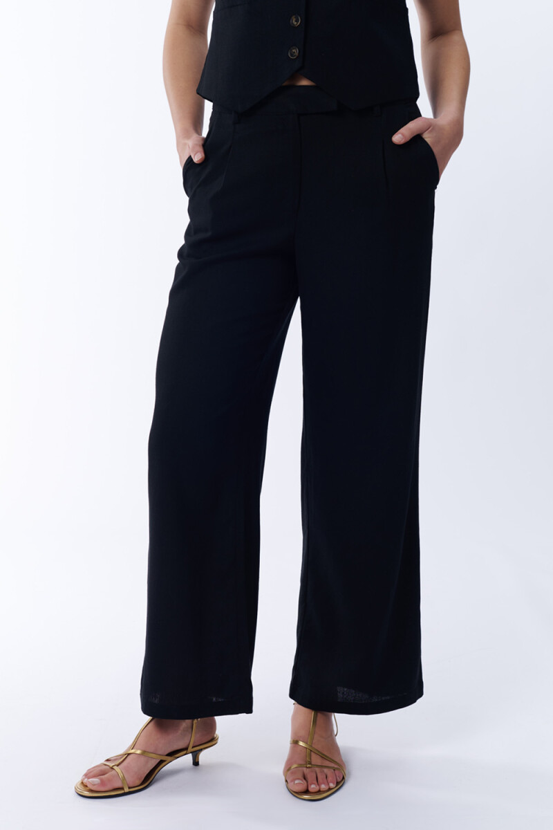 Pantalón Formal Con Lino Negro