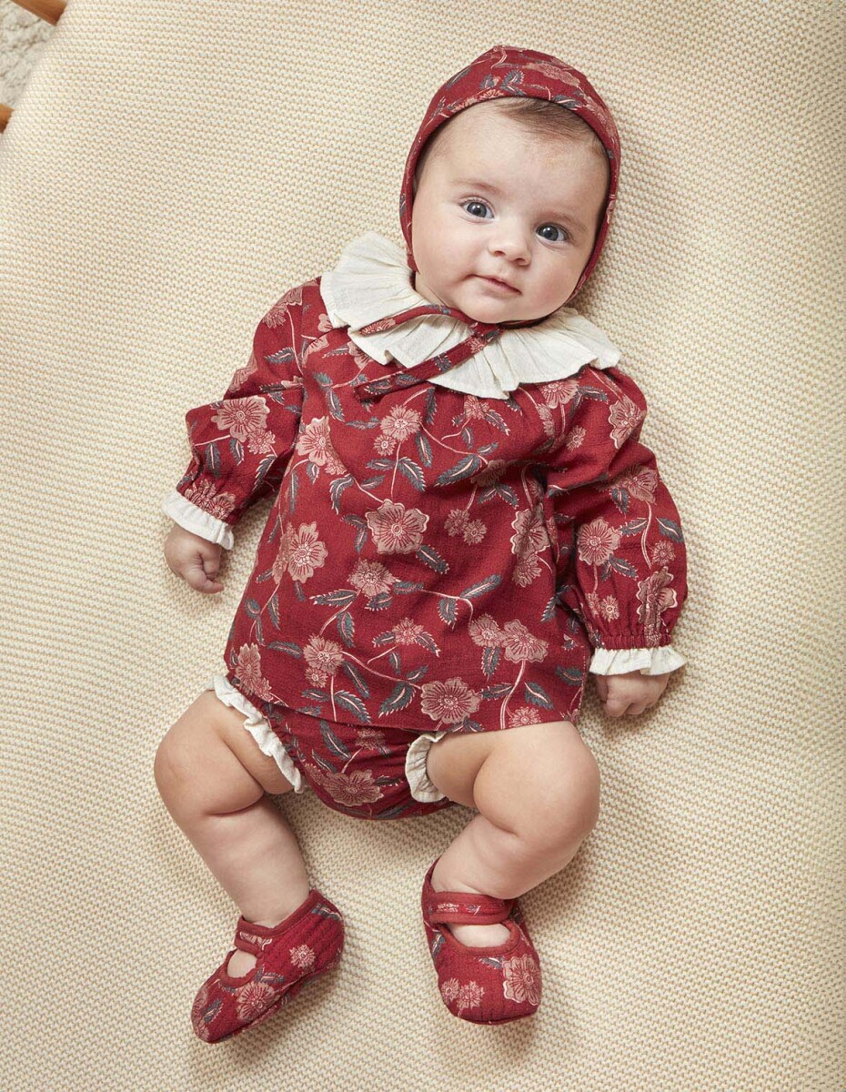 Vestido Estampado Con - Granate 