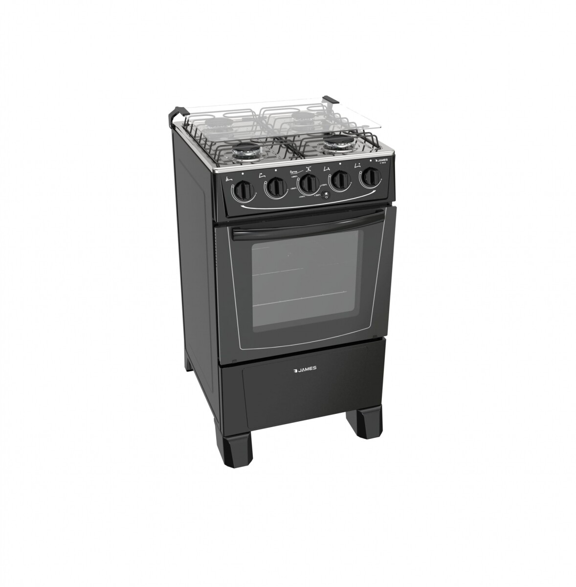 Cocina A Gas James 4 Hornallas Negra 