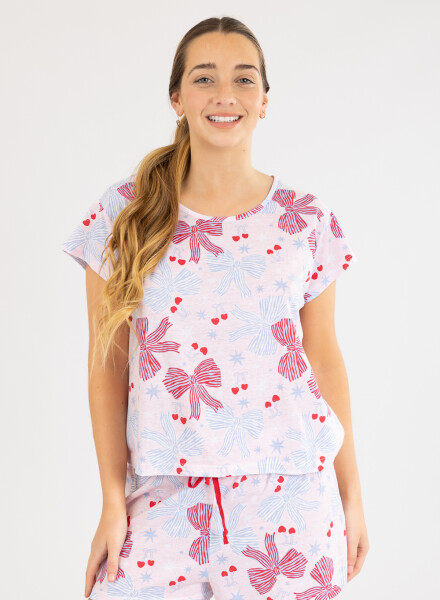 Red bow short Cherry blossom