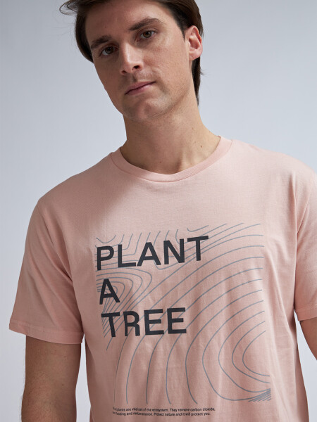 REMERA Manga corta Plant a tree rosa palido
