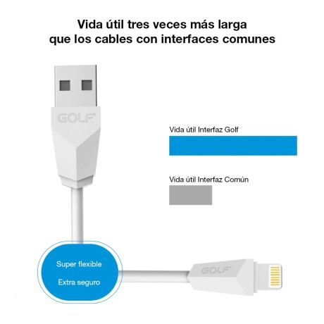 Cable Iphone p/ Datos y Carga Rápida 2Mt Golf Diamond GC-27i Blanco