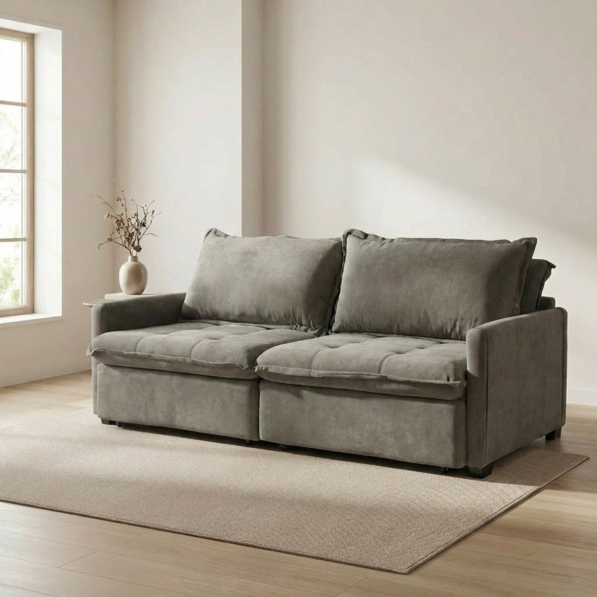 Sofá Cama Oliver - Tela Microfibra - 12075 (Salvia) 