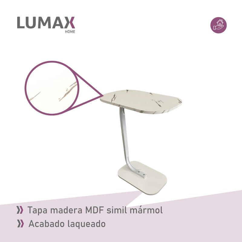 Mesa auxiliar Lumax de arrime MDF símil mármol para living Mesa auxiliar Lumax de arrime MDF símil mármol para living