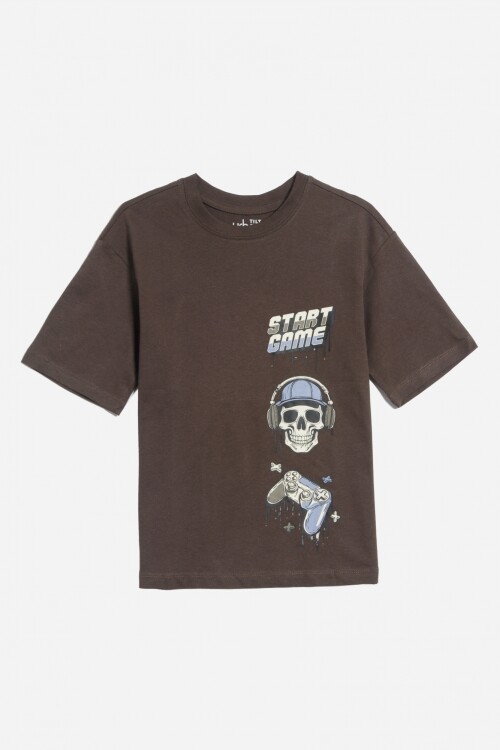 Remera start game GRIS OSCURO