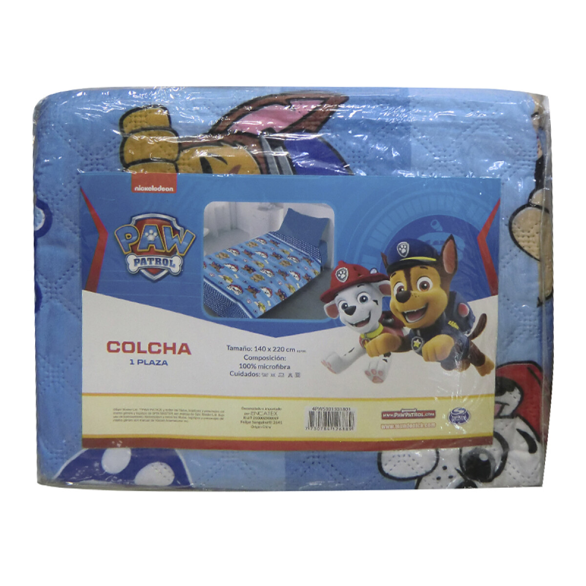 Colcha Infantil Paw Patrol 1 Plaza 100% Microfibra - CELESTE 