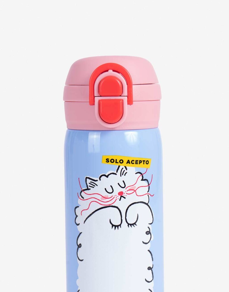 Artículos cocina Vasos y Botellas Botella Metálica Estampada Con Tapa Y Botón - Combinacion Tricolor