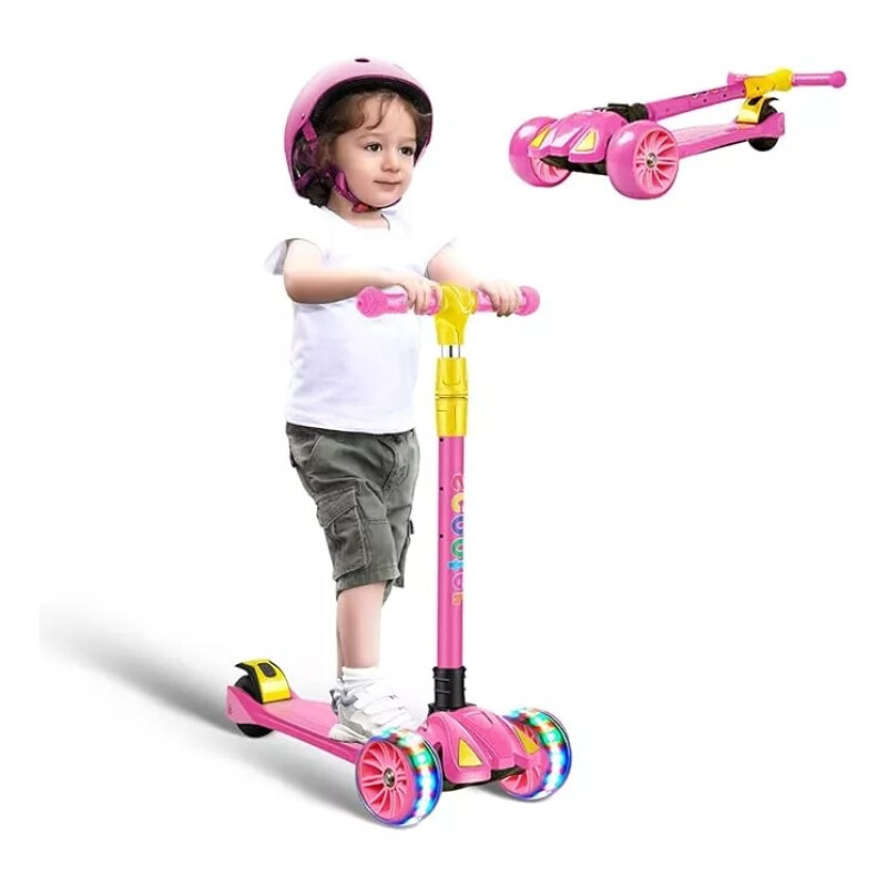 Monopatín Piccoly 3 Ruedas Para Niños Con Luces Rosa