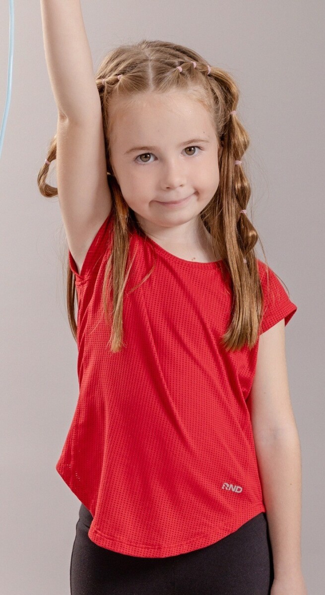 Remera Deportiva para Niñas. - Rojo Oscuro 