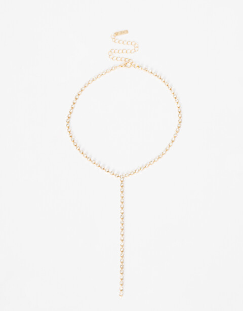Collares Largos Strass Collar Largo De Strass. - Dorado