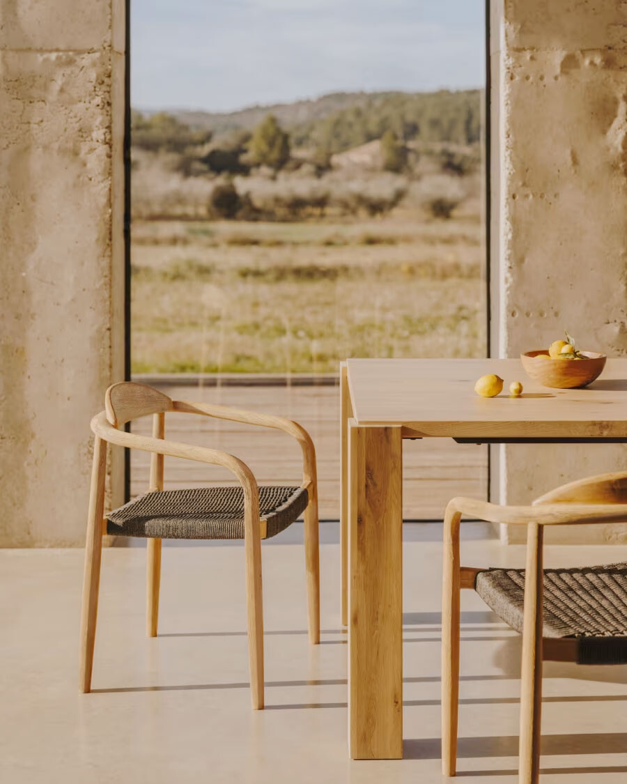 Silla Nina madera maciza de acacia y cuerda negro