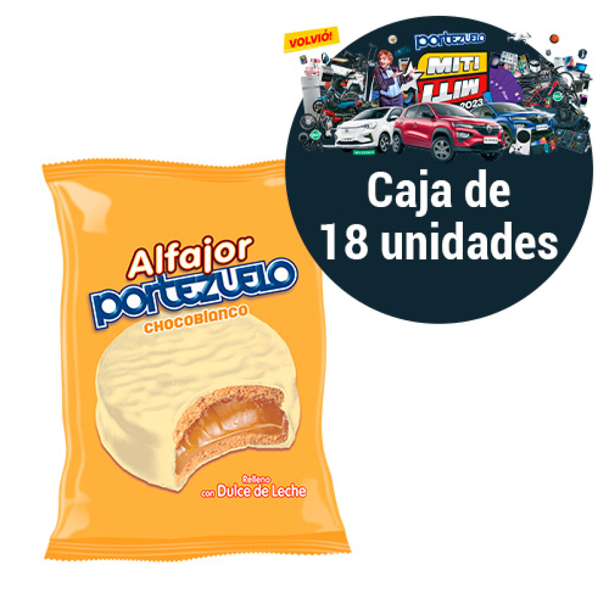 Caja de Alfajores Portezuelo 18 Unidades Chocolate Blanco 