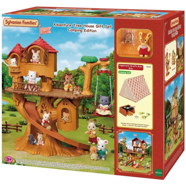 Sylvanian Families Casa Árbol Campamento + Bebé JIrafa + Acc Variante Modelo Cabana