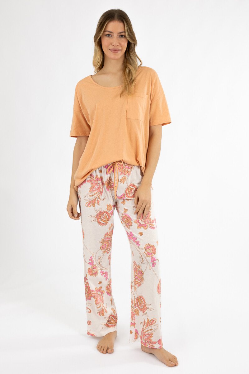 Pijama damask pantalon - Rosado 