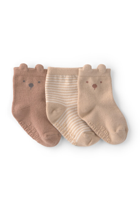 Pack tres pares de medias de algodón, diseño osos Sin color