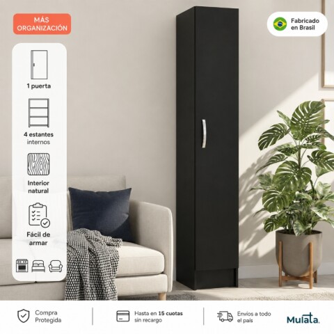 Multiuso Panelero 1 puerta 4 estantes interior natural 30 x 32 x 168 cm - Negro Multiuso Panelero 1 puerta 4 estantes interior natural 30 x 32 x 168 cm - Negro