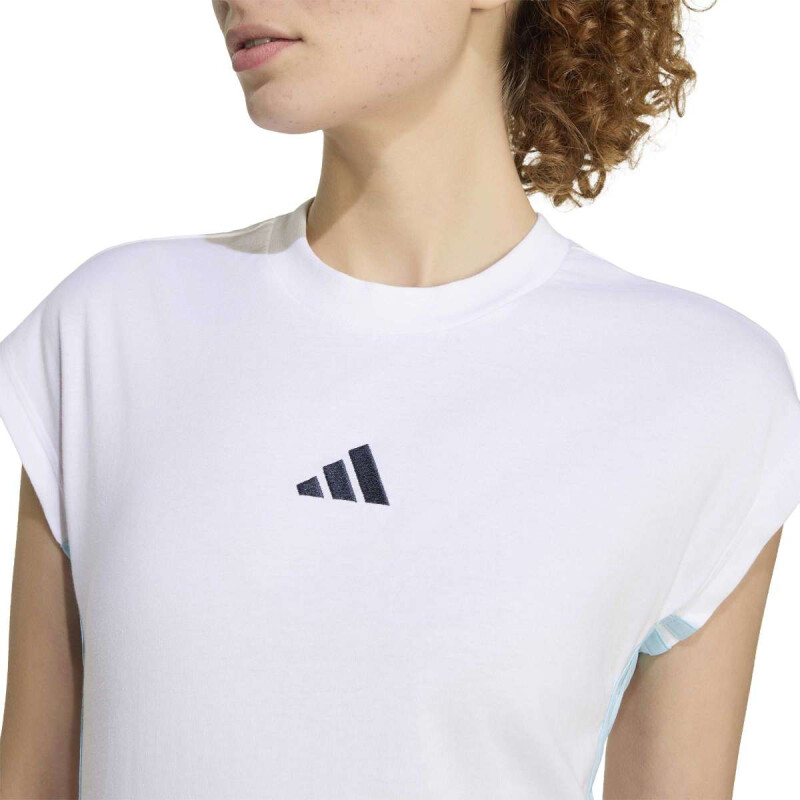REMERA ADIDAS W 3S T WC MUJER KD9444 Blanco-celeste