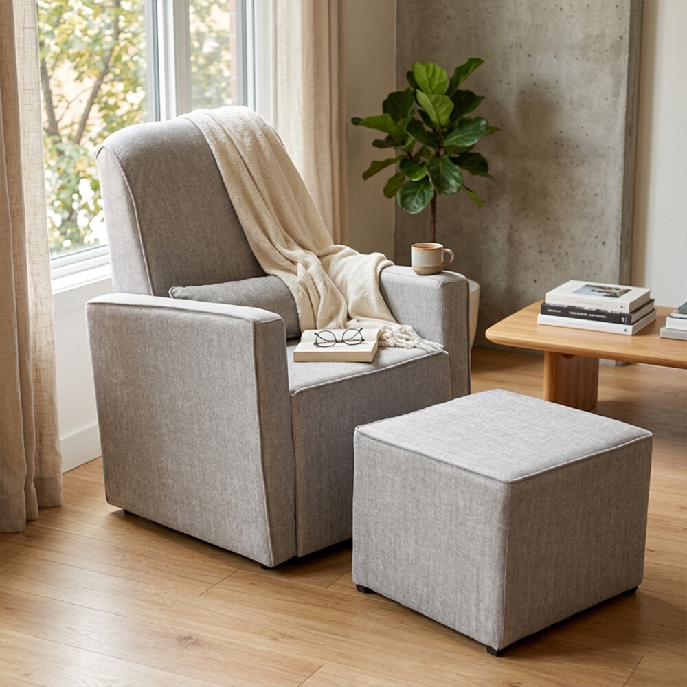 Sillón mecedor con apoyapiés Anny Gris