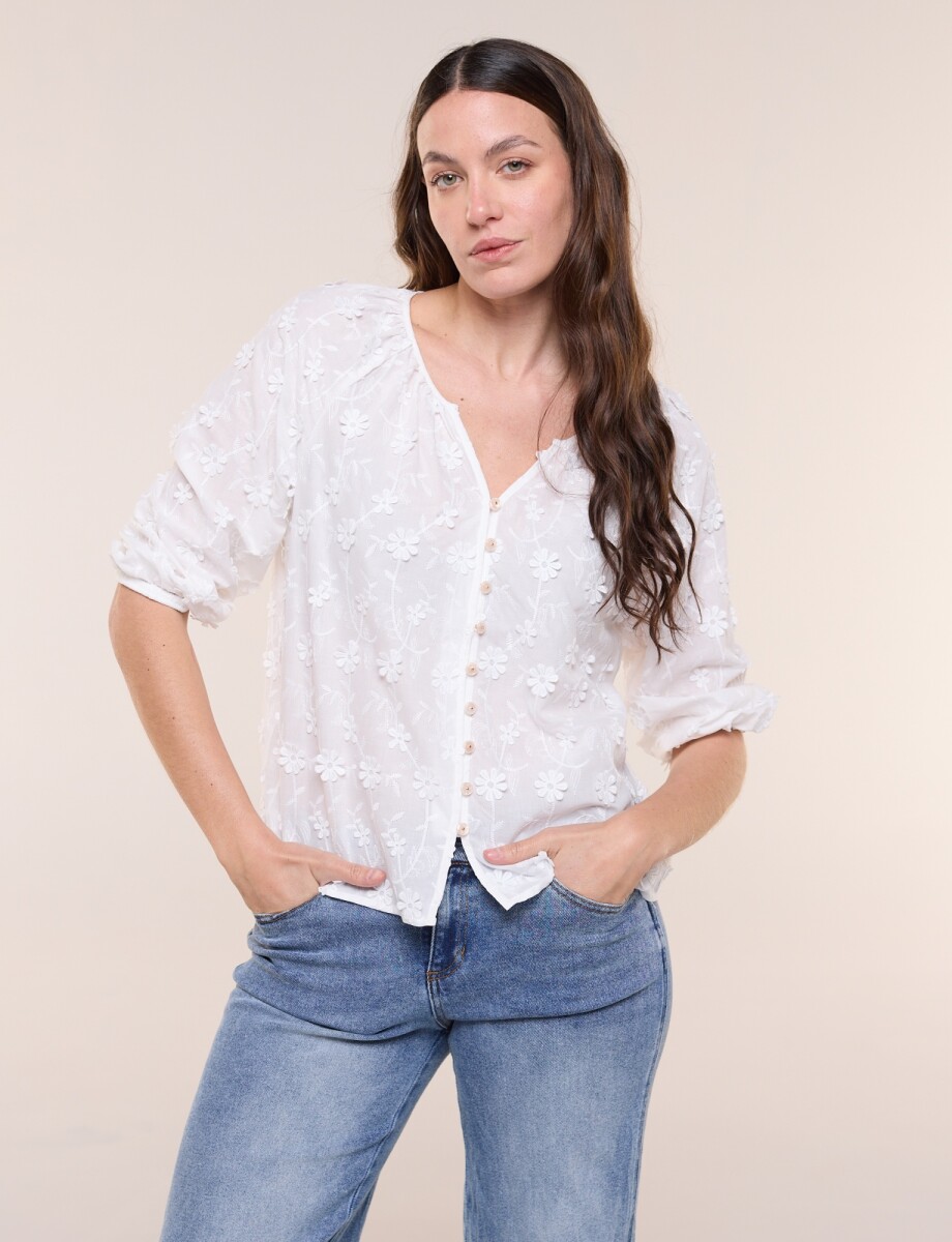 Blusa Bordada - Crudo 