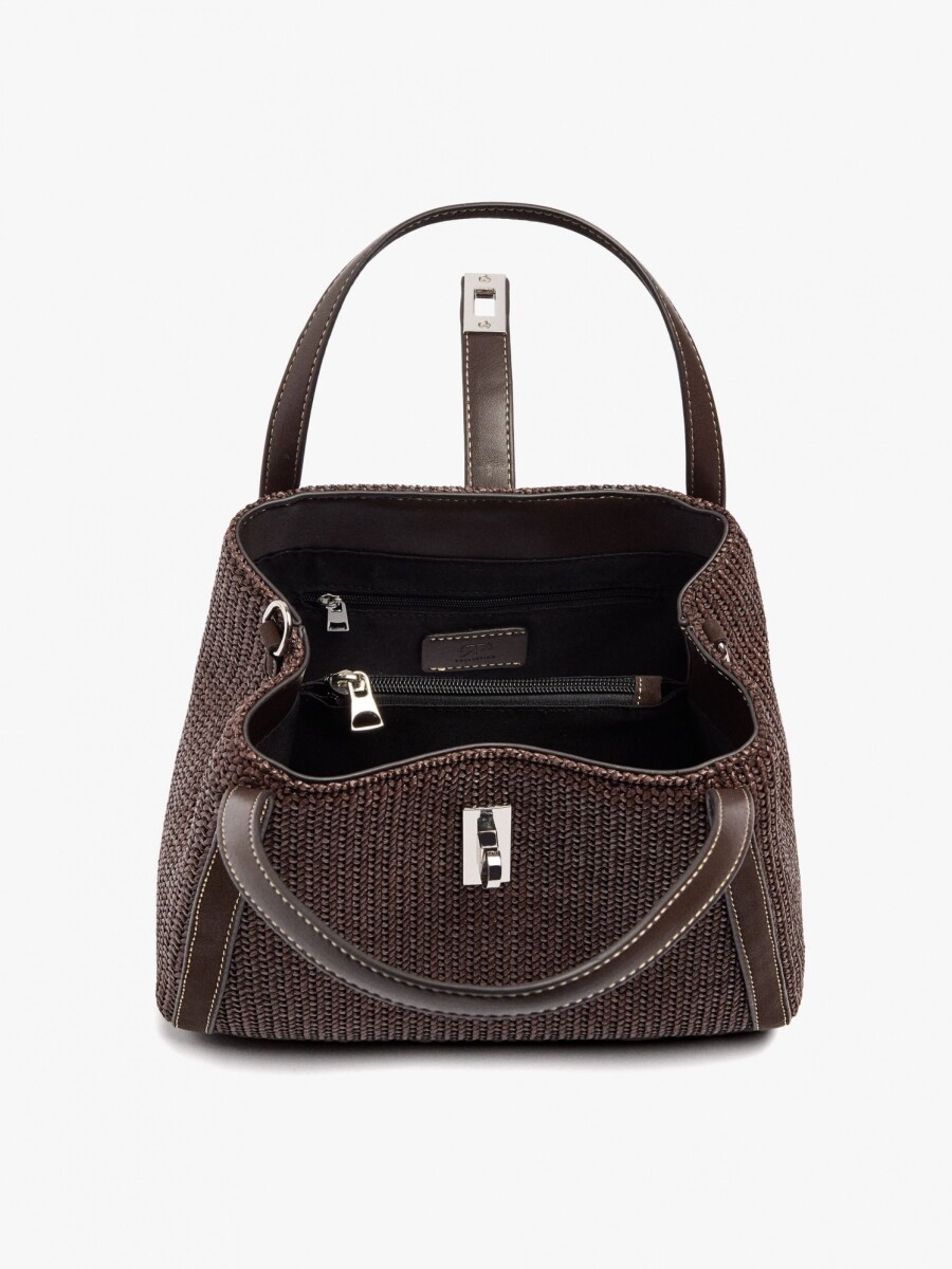 Bolso Tote Efecto Rafia Con Bandolera marron