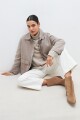 Chaqueta con botones metálicos beige melange