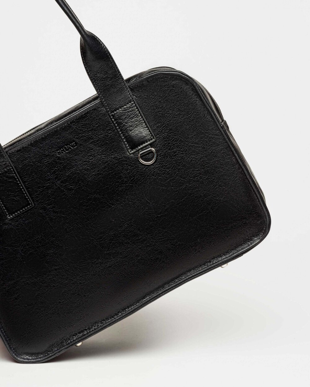 Bolso Capri en cuero arrugado Negro