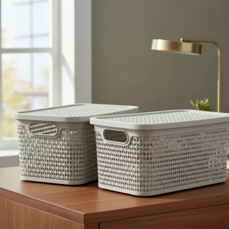 Set x2 Caja simil ratán 4 lts CAPPUCCINO