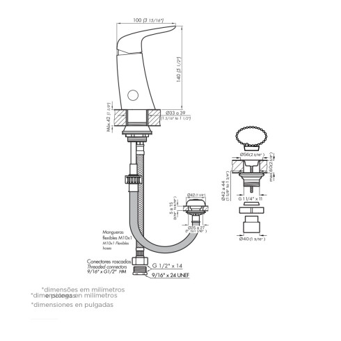 MONOCOMANDO PARA BIDET BRUSHED NICKEL GRIS