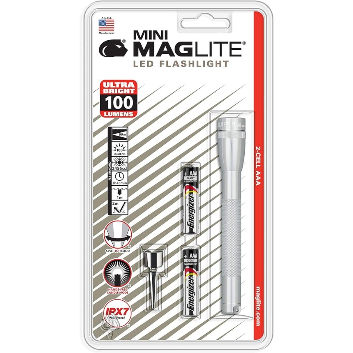 Linterna Mini LED con clip de bolsillo Maglite - Plateado 