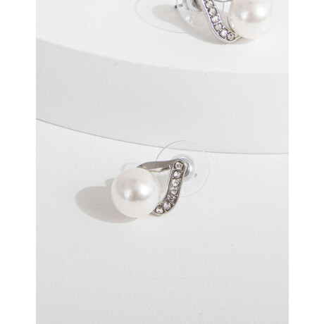 Aros Gota Con Perla Plateado Rodio
