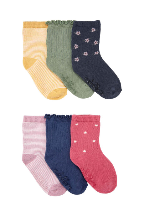 Pack seis pares de medias de algodón, antideslizantes Sin color