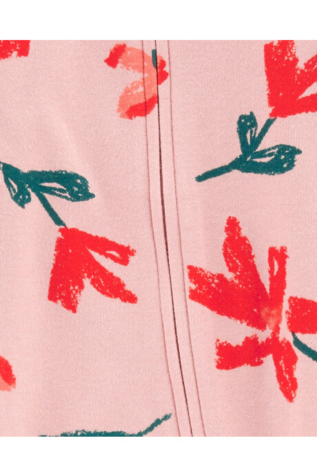 Pijama una pieza de algodón con pie y doble cierre diseño flores 0