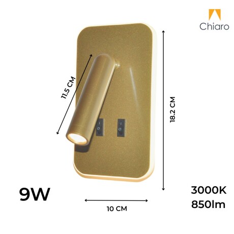 Portátil led de pared con SPOT móvil, DOBLE LUZ DORADA