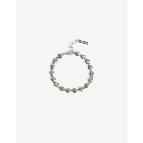 Pulsera Flexible Metal Corazones Plateado Rodio